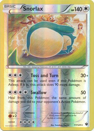 Pokemon TCG! Snorlax 2016 Fates Collide #77/124 Reverse Holo