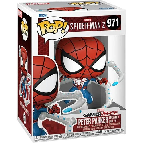 Funko Pop! Marvel Gamerverse Spider-Man 2 Peter Parker Advanced Suit 2.0 971 + PoP Protector