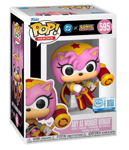 Funko Pop! DC X Sonic The Hedgehog - Amy as Wonder Woman 595 Funko Special Edition Figure + Pop Protector