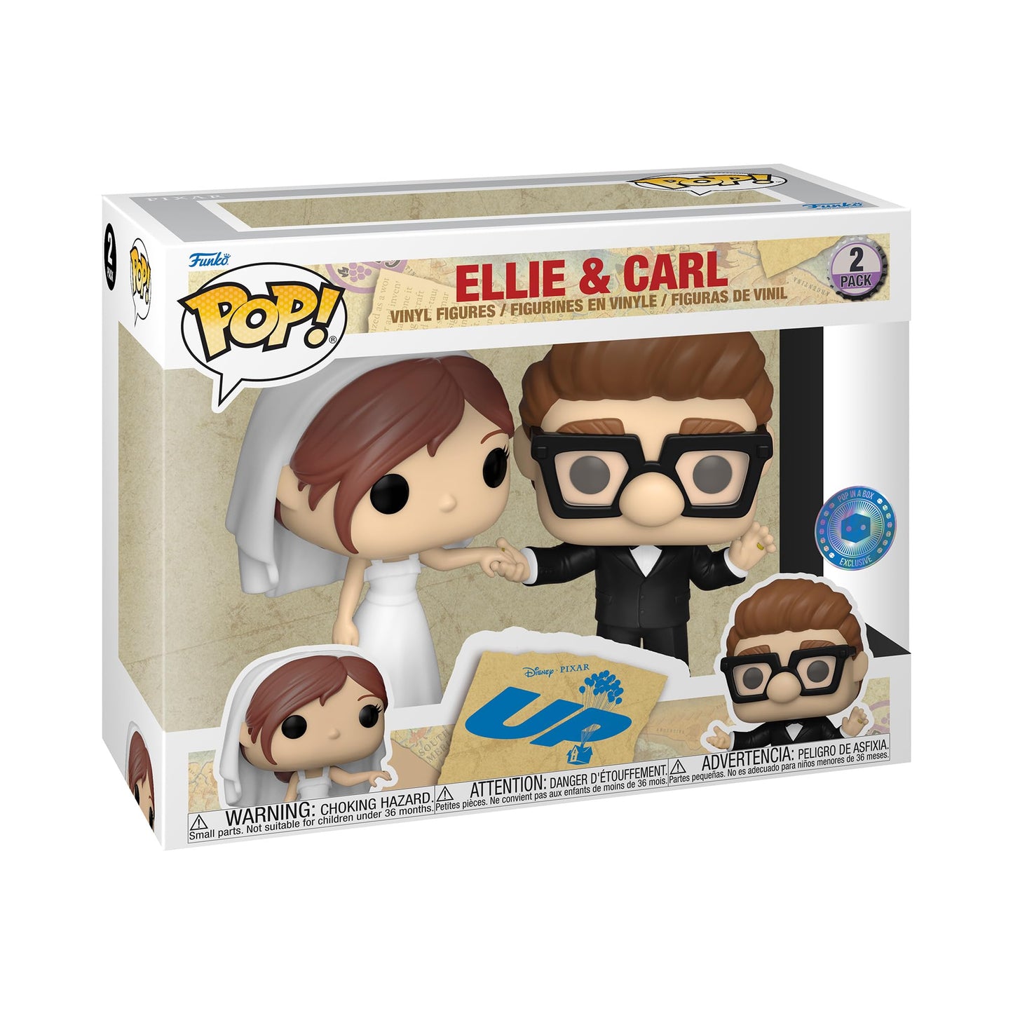 Funko Pop! Disney Pixar UP - Ellie & Carl (Wedding) Pop In A Box 2 Pack Figures