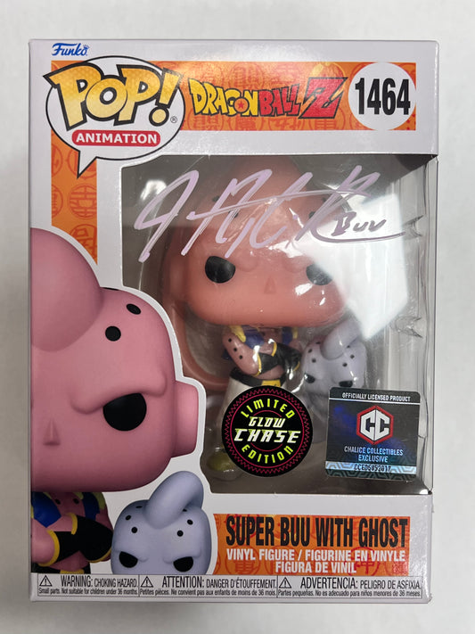 Funko Pop! Dragon Ball Z - PSA Certified Autograph Signed by Justin Cook Super Buu with Ghost 1464 GLOW CHASE Chalice Collectibles Exclusive Figure + Pop Protector