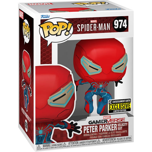 Funko Pop! Spider-Man 2 Peter Parker Velocity Suit 974 - Entertainment Earth Exclusive + PoP Protector