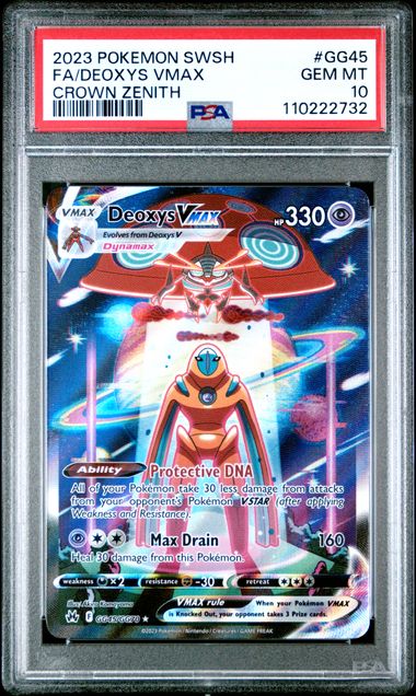 Pokemon TCG! 2023 POKEMON SWORD AND SHIELD CROWN ZENITH #GG45 FA/DEOXYS VMAX CROWN ZENITH  PSA 10