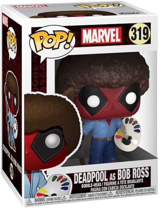 Funko Pop! Marvel - Deadpool as Bob Ross 319 Figure + Pop Protector
