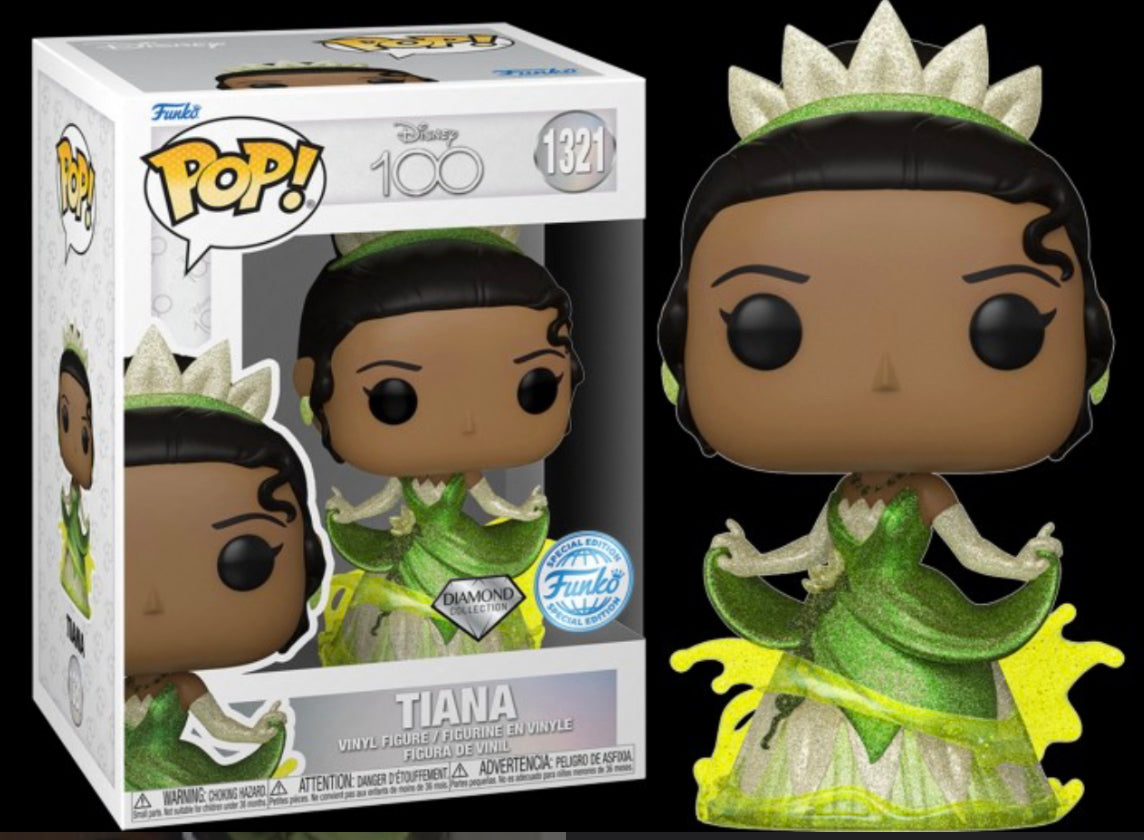 Funko Pop! Disney 100 Tiana 1321 Diamond Funko Special Edition + Free Protector