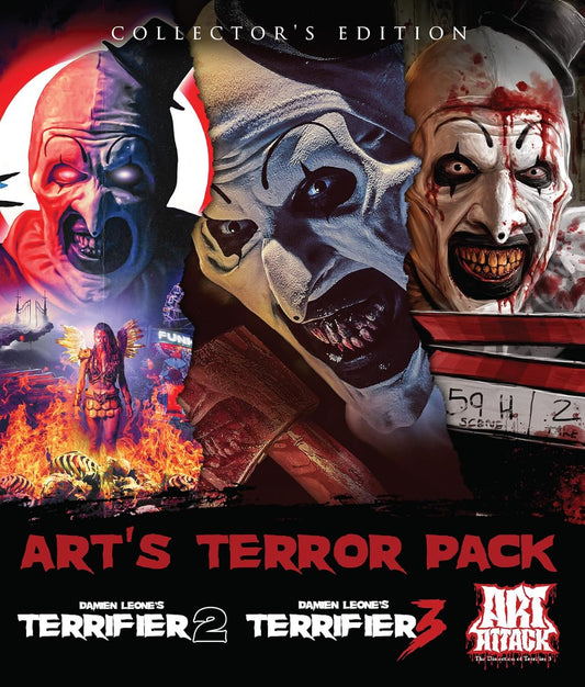 Brand New Sealed Art’s Terror Pack – Terrifier 2, Terrifier 3, and Art Attack Blu-Ray Set