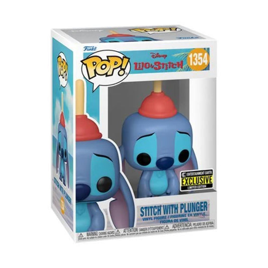 Funko Pop! Disney Lilo & Stitch - Stitch with Plunger 1354 EE Exclusive + Free Protector
