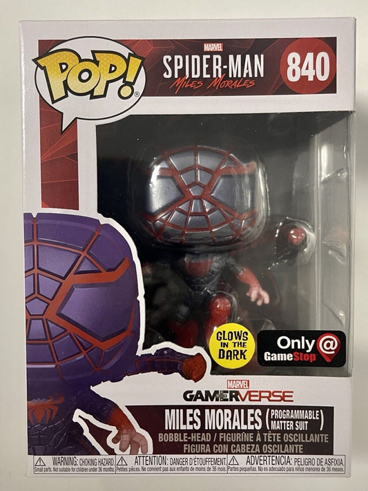 Funko Pop! Marvel Miles Morales (Programmable Matter Suit) #840 Glows in the Dark Gamestop Exclusive