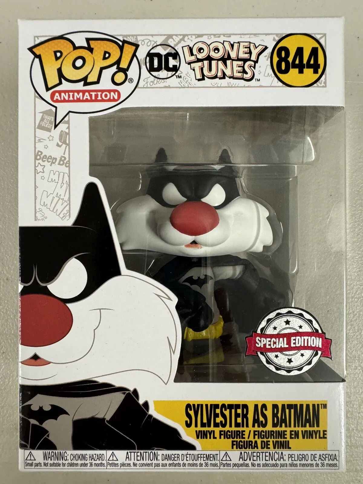 Sylvester as Batman 844 ~ DC Heroes: Looney Tunes ~ Funko Pop Vinyl + PoP Protector