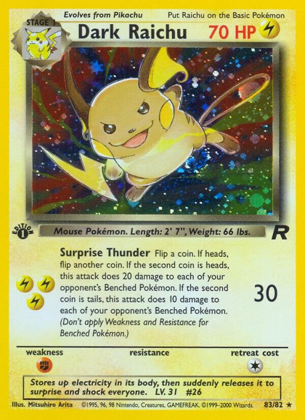 Pokemon TCG! Dark Raichu - Team Rocket (TR) First Edition LP