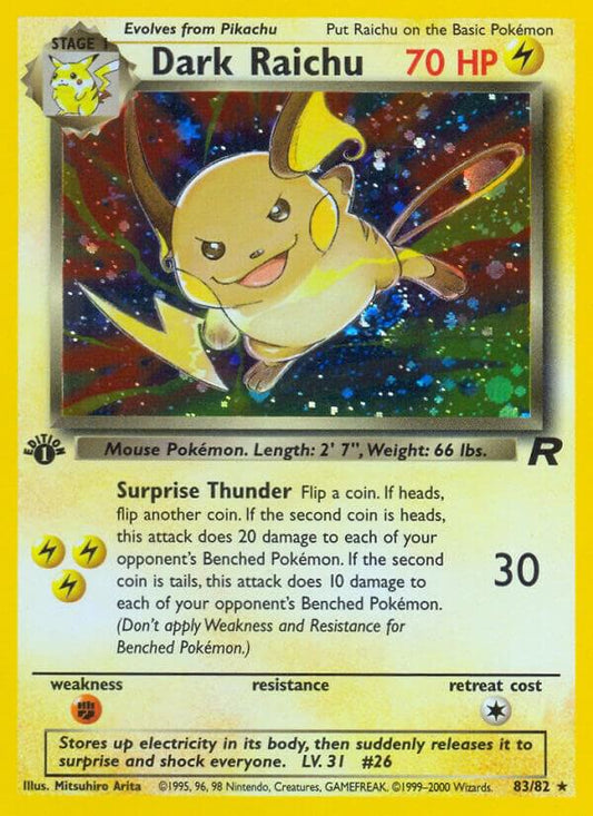 Pokemon TCG! Dark Raichu - Team Rocket (TR) First Edition LP