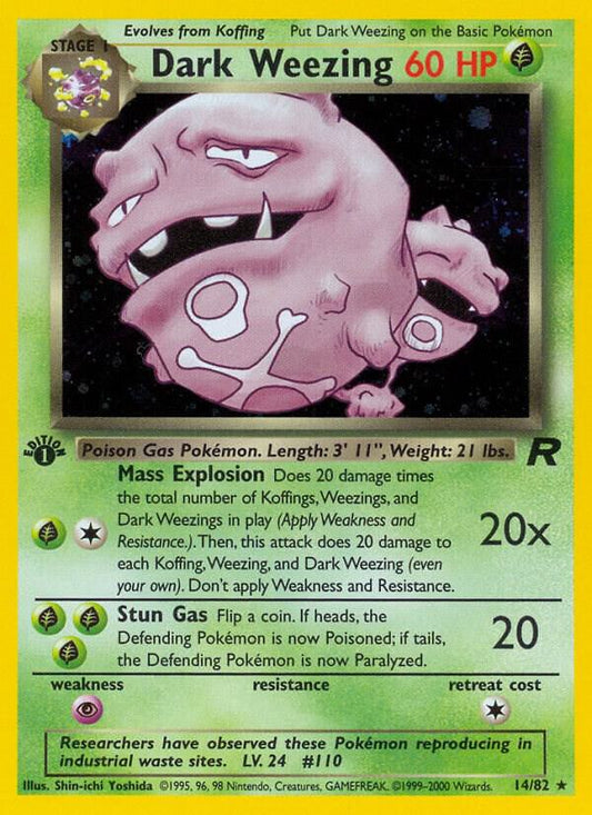 Pokemon TCG! Dark Weezing (14) - Team Rocket (TR) First Edition