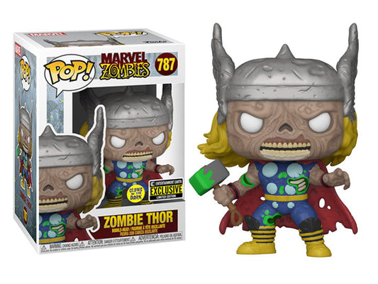 Funko Pop! Marvel Zombies : Zombie Thor 787 Glows in the Dark EE Exclusive + Pop Protector