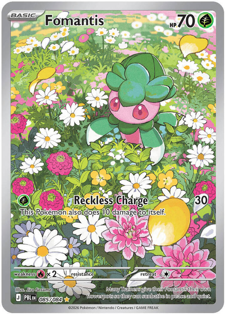Pokemon TCG! Fomantis Pitch Black #085/084 Illustration Rare