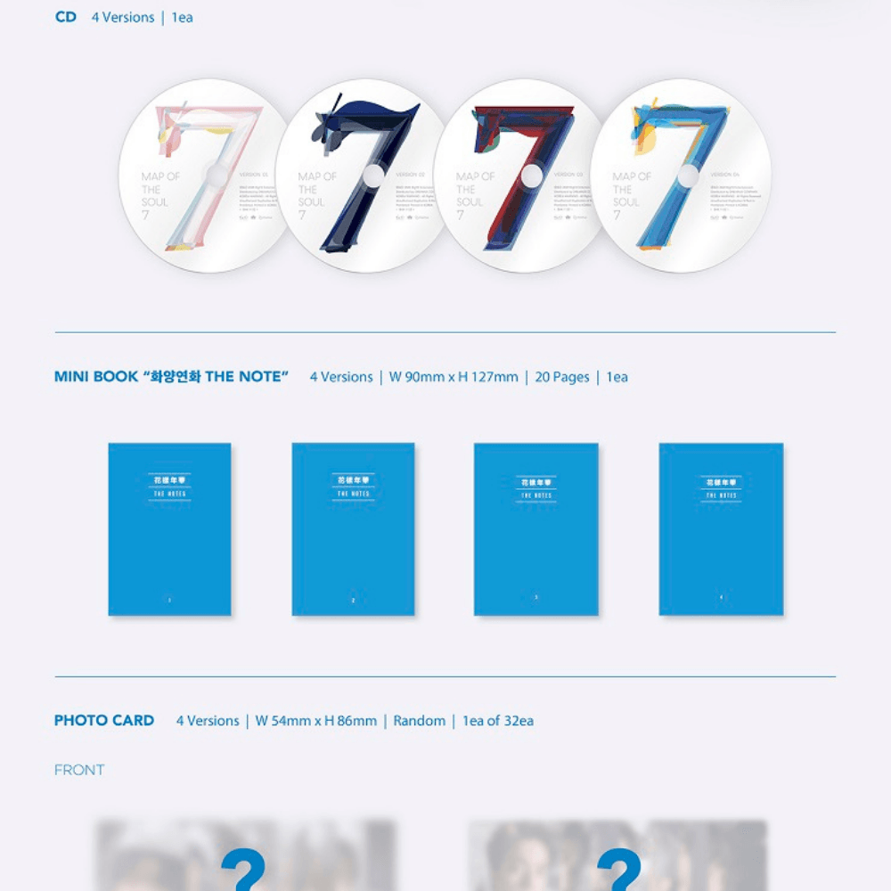 K-POP BTS - MAP OF THE SOUL: 7 ALBUM (4 VERSIONS)