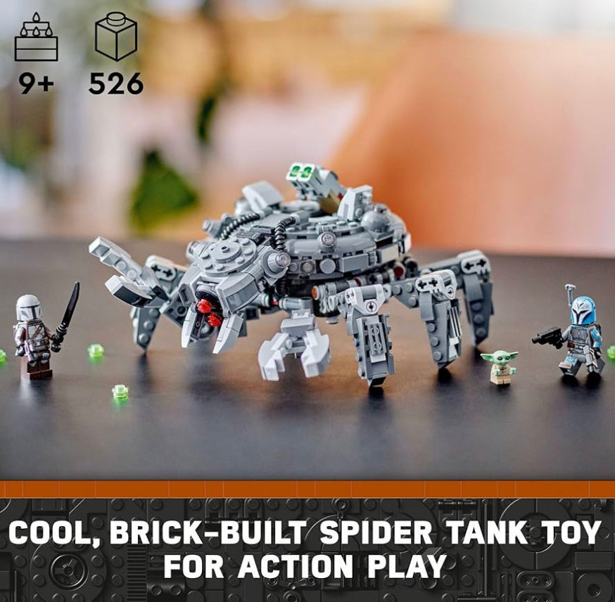 LEGO Star Wars The Mandalorian Season 3 Spider Tank Building Includes The Mandalorian with Darksaber, Bo-Katan, and Grogu 'Baby Yoda' Minifigures, Gift Idea for Kids Ages 9+