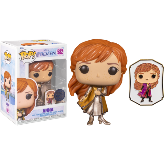 Funko Pop! Disney Frozen - Anna 582 Funko Special Edition Figure + Anna Enamel Pin + Pop Protector
