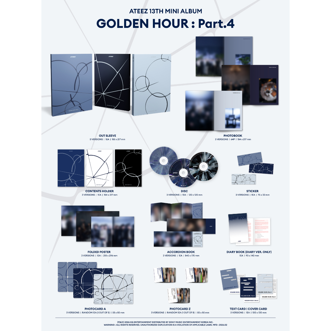 K-POP ATEEZ - GOLDEN HOUR : PART.4 ALBUM (3 VERSIONS)