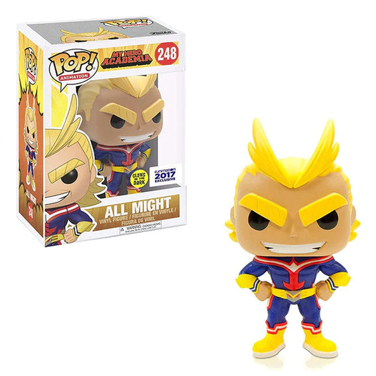 Funko Pop! My Hero Academia : All Might 248 Glows in the Dark Funimation 2017 Exclusive (VAULTED) + Pop Protector