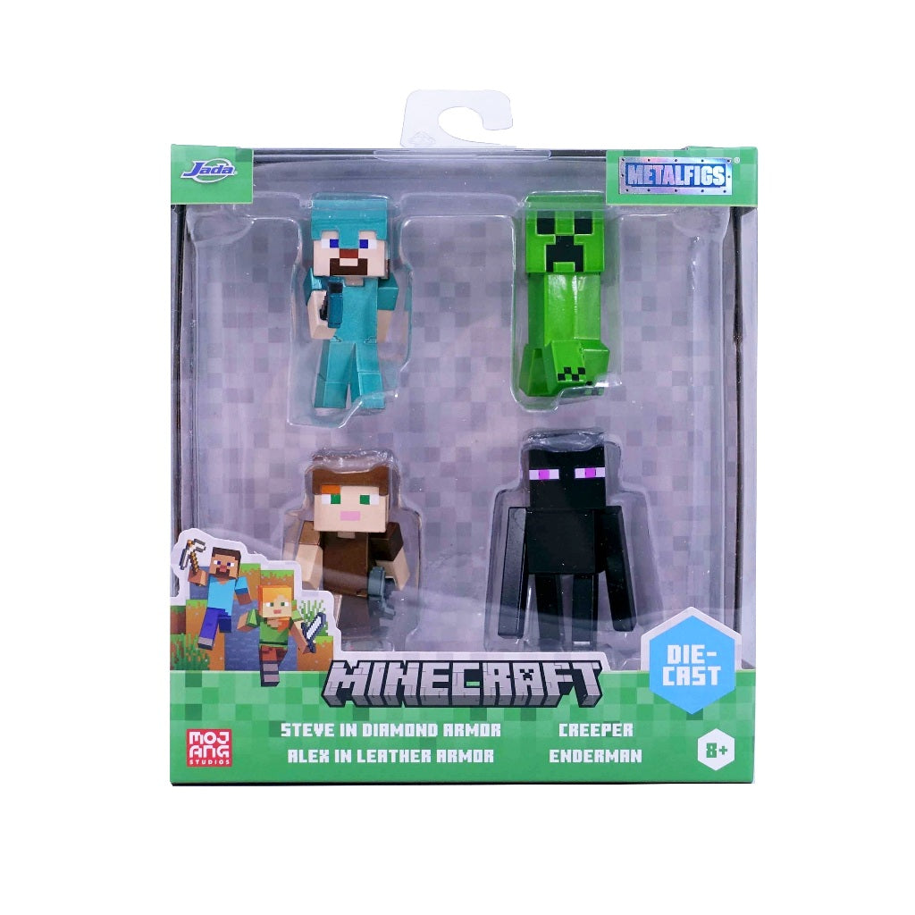 Metalfigs Minecraft 2.5 Inches Diecast Figure-Pack of 4 Steve , Creeper , Alex , Enderman