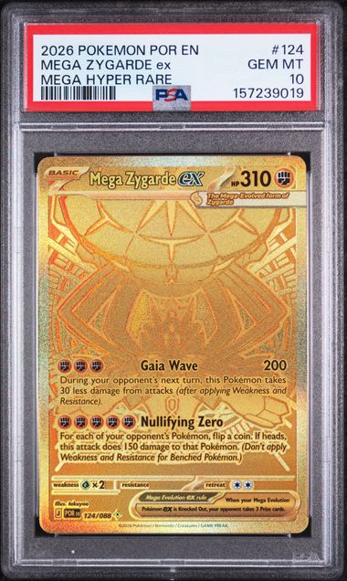 Pokemon TCG! 2026 POKEMON POR EN-PERFECT ORDER #124 MEGA ZYGARDE ex MEGA HYPER RARE PSA 10