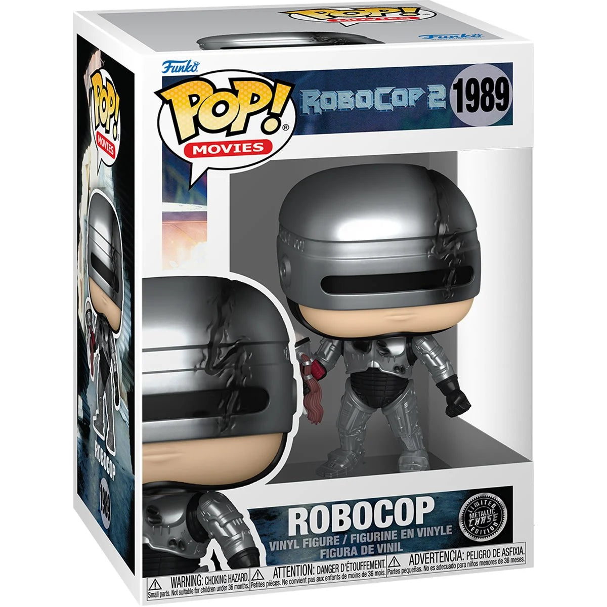 Funko Pop! Robocop 2 - Robocop 1989 Metallic CHASE Figure + Pop Protector