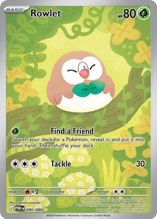 Pokemon TCG! Rowlet 2026 Perfect Order #090/088 Illustration Rare Near Mint