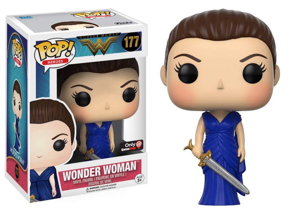 Funko Pop! Wonder Woman (Blue Dress) 177 GameStop Exclusive (VAULTED) + Pop Protector