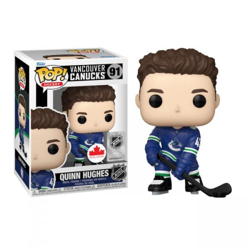 Funko Pop! Hockey NHL Vancouver Canucks Quinn Hughes 91 Canada Exclusive + Free Protector