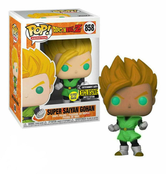 Funko Pop! Dragon Ball Z Super Saiyan Gohan 858 Glows in the Dark Entertainment Earth Exclusive + Free Protector