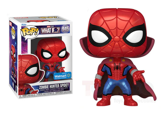 Funko Pop! Marvel - What If...? - Zombie Hunter Spidey (Metallic) 945 Walmart Exclusive + Free Protector