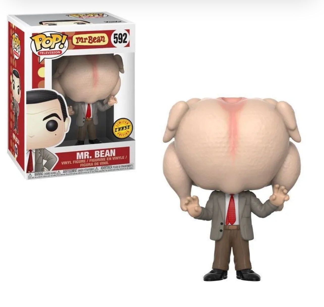 Funko Pop! Mr. Bean 592 (w/ Turkey Head) CHASE + Free Protector (VAULTED)