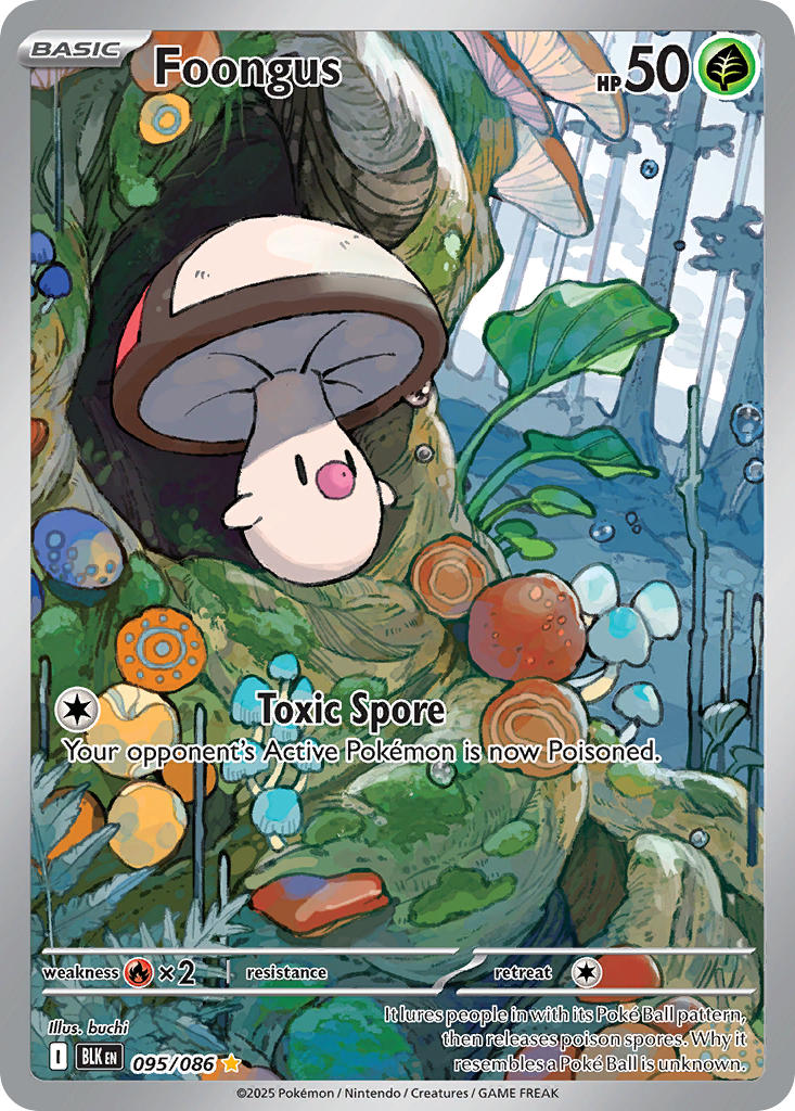 Pokemon TCG! Foongus 2025 Black Bolt #095/086 Illustration Rare Near Mint