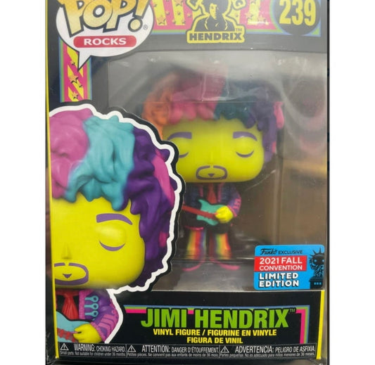 Funko Pop! Authentic Hendrix - Jimi Hendrix 239 Funko 2021 Fall Convention Exclusive + Free Protector
