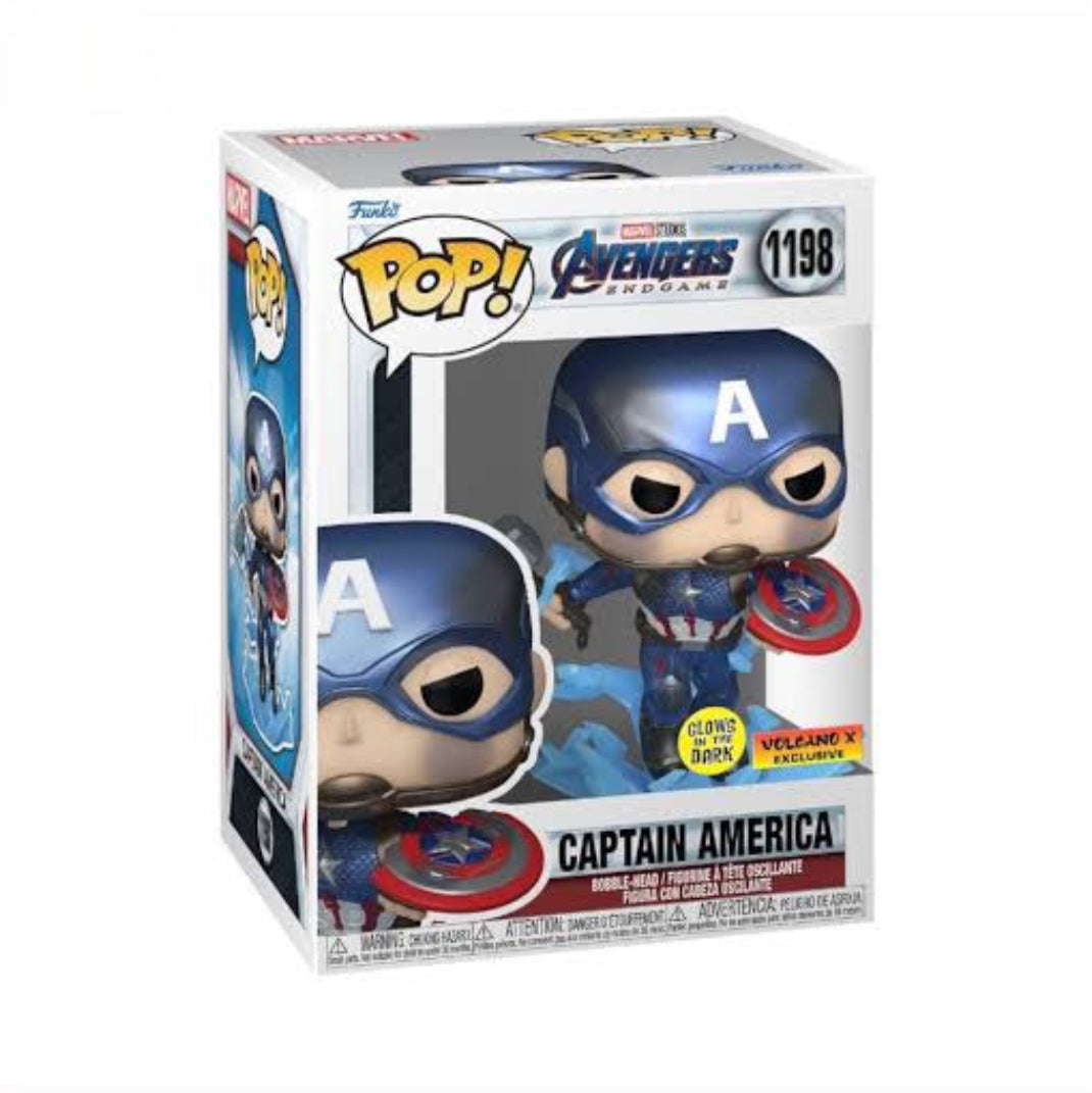 Funko Pop! Marvel Studios Avengers Endgame - Captain America 1198 Glows in the Dark Volcano X Exclusive + Free Protector