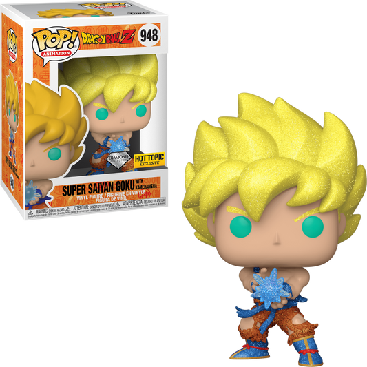 Funko Pop! Dragon Ball Z Super Saiyan Goku with Kamehameha 948 Diamond Hot Topic Exclusive + Free Protector