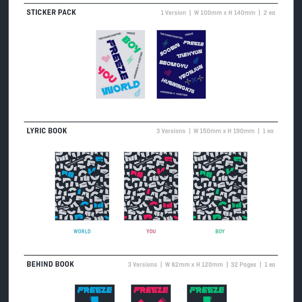 K-pop Tomorrow X Together (TXT) Chaos Chapter : Freeze Album - World Ver. (Blue +)