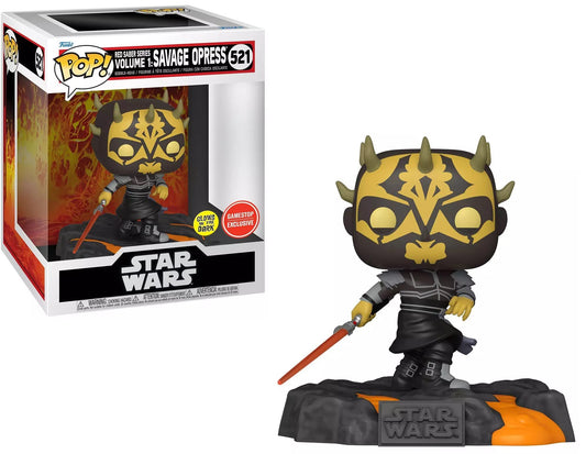 Funko Pop! Star Wars : Red Saber Series Volume 1 : Savage Opress 521 Glows in the Dark GameStop Exclusive Figure