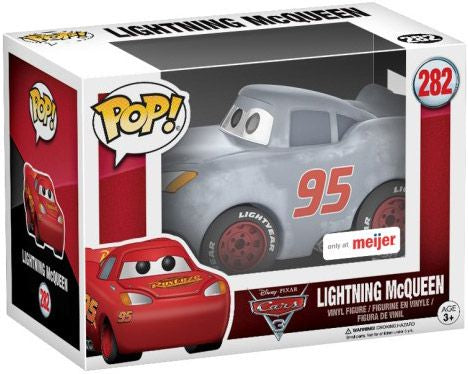 Funko Pop! Disney Pixar Cars Lightning McQueen (Grey) 282 meijer Exclusive (VAULTED) + Pop Protector