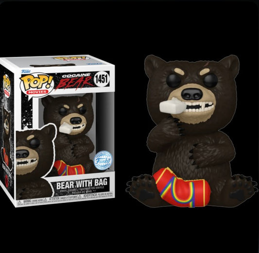 Funko Pop! Cocaine Bear - Bear with Bag 1451 Funko Special Edition +  Protector