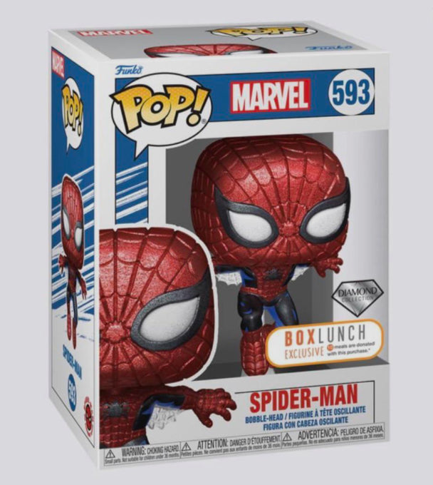 Funko Pop! Marvel Spider-Man 593 Diamond BoxLunch Exclusive + Free Protector