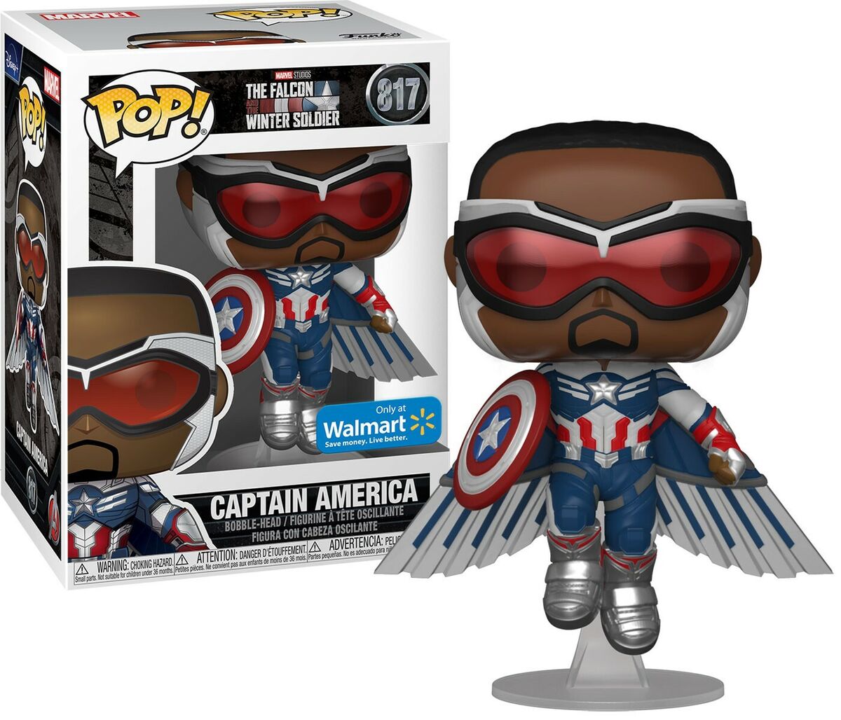 Funko Pop! Marvel Studios - The Falcon and the Winter Soldier: Captain America 817 Walmart Exclusive (Metallic) + Free Protector