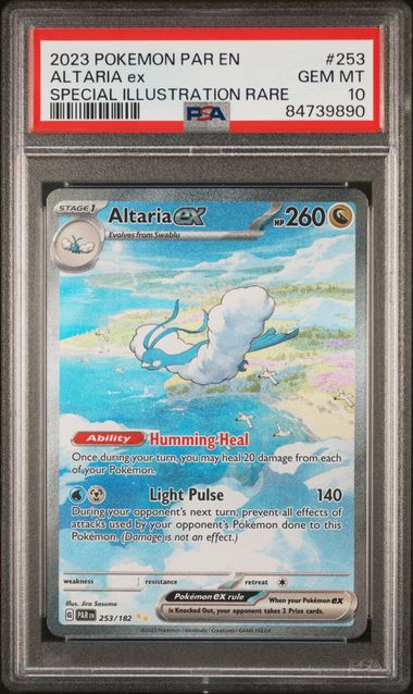 Pokemon TCG! 2023 POKEMON PAR EN-PARADOX RIFT #253 ALTARIA ex SPECIAL ILLUSTRATION RARE PSA 10