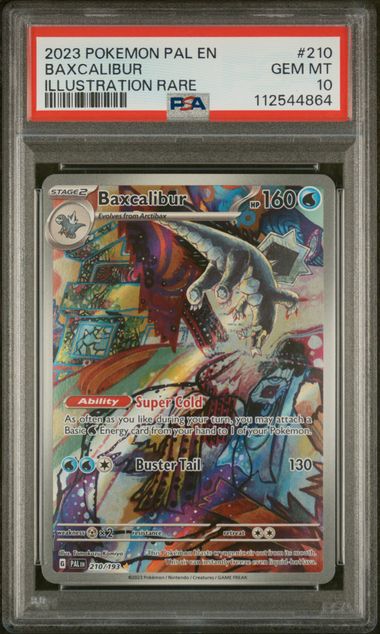 Pokemon TCG! 2023 POKEMON PAL EN-PALDEA EVOLVED #210 BAXCALIBUR ILLUSTRATION RAREPSA 10 GEM MINT