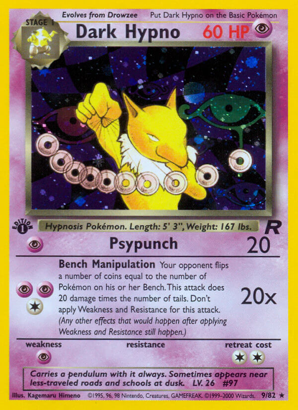 Pokemon TCG! Dark Hypno 2000 Team Rocket 1st Edition #9/82 Holo