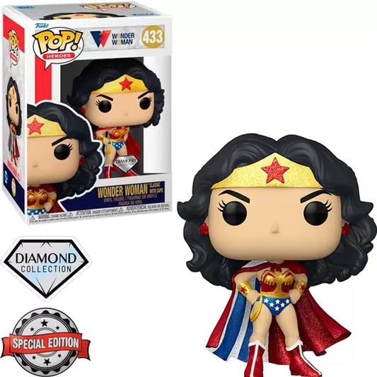 Funko POP! Heroes: Wonder Woman Classic with Cape Diamond Exclusive #433 + PROTECTOR!