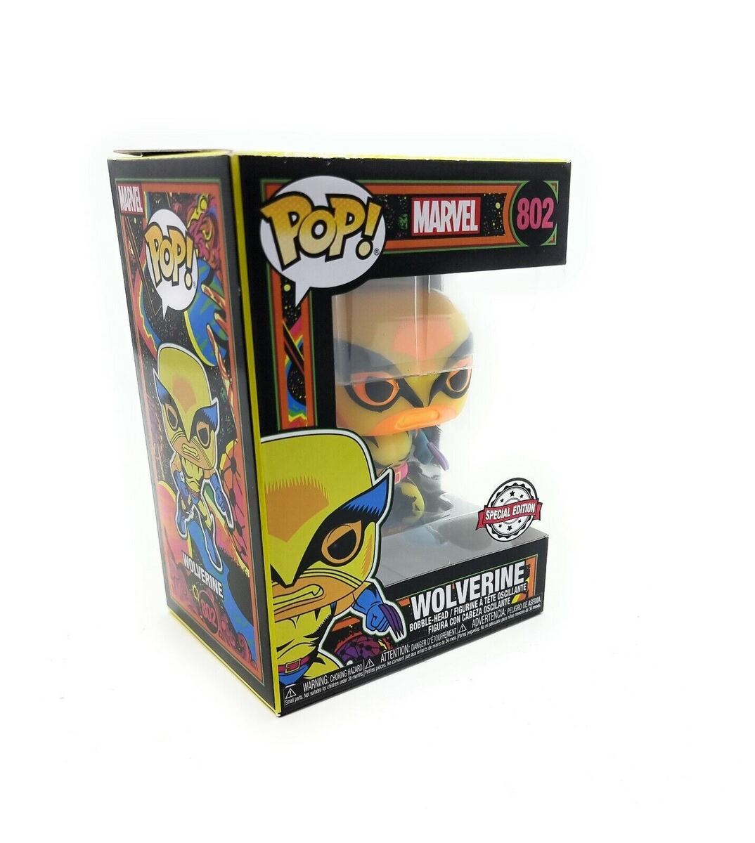 Funko Pop! Marvel Blacklight Wolverine 802 Special Edition + Pop Protector