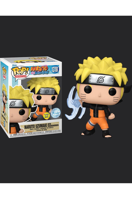 Funko Pop! Naruto Shippuden - Naruto Uzumaki with Rasenshuriken 1318 Glows in the Dark Funko Special Edition + Free Protector