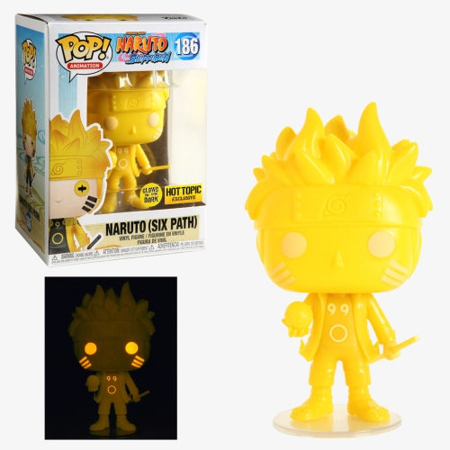 Funko Pop! Naruto Shippuden : Naruto (Six Path) 186 Glows Hot Topic Exclusive + Pop Protector