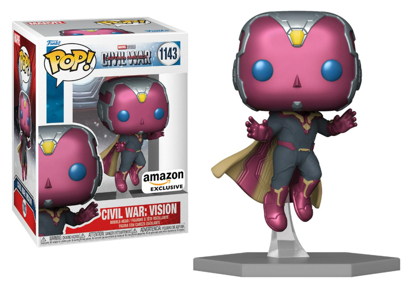 Funko Pop! Marvel Captain America Civil War - Civil War : Vision 1143 Amazon Exclusive Figure + Pop Protector